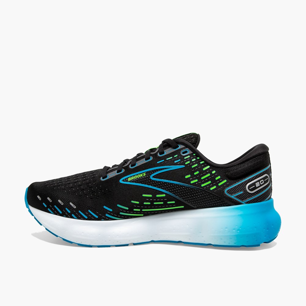 Chaussures Running Route Brooks Glycerin 20: Road Blanche Bleu Homme | FJE-9773048